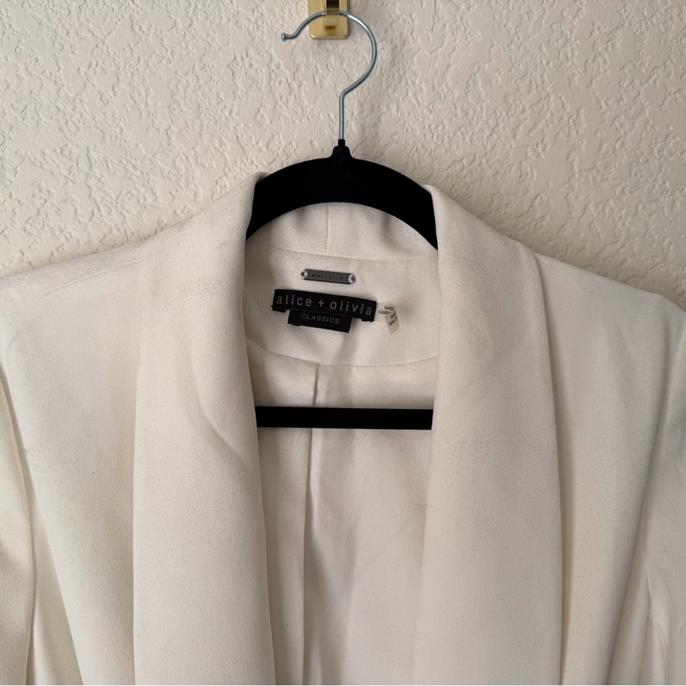 Alice + Olivia Wheaton Shawl Colllar Wrap Blazer in Off White - Picture 12 of 16
